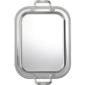 18.5"x14.5" Rectangular Silver Serving Tray with Handles, Beautiful Mirror Polished Finish, Lightweight Classic Metallic Decorative Silverplate Tray for Wedding Anniversary Birthday Holiday Gatherings