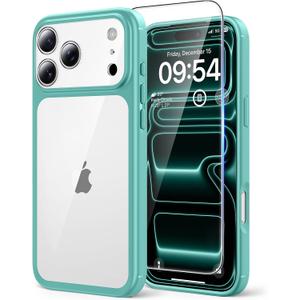 4 x TAURI for iPhone 17 Pro Case, Full Camera Protection with Screen Protector, Anti-Yellowing Military-Grade Protection Shockproof Slim Phone Case for iPhone 17 Pro, Green