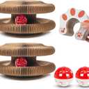 2-Pack Cat Scratcher Toy - Magic Organ Cat Scratching Board with Bell Balls for Indoor Cats Magic Organ Cat Scratcher Interactive Cardboard Cat Toy Scratcher Furniture Protection