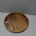 Acacia Wood Round Serving Tray, 13.8" Charcuterie Board with Rim, Decorative Centerpiece for Ottoman, Coffee Table, Couch, Kitchen Island, Round Serving Platter, 1 Pack