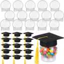 SiliFine 16 Set 2.36 Inch 2026 Mini Graduation Cap Candy Balls Jars, Graduation Party Favors, Clear Plastic Candy Containers with Tassels, Grad Cap Box for DIY, Graduations Party Gifts (Gold)