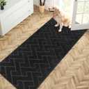 PURRUGS Dirt Trapper Door Mat 32" x 70", Non-Slip Machine Washable Entry Rug, Shoe Scraper, Dog Doormat, Super Absorbent Welcome Mat for Front & Back Door, Muddy Wet Shoes & Paws, Black