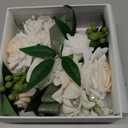 Ling's Moment 2pcs Wedding Shoulder Corsage Artificial Flowers, Girl/Mother Homecoming/Prom Corsages Wristlet Dcor, etc. White Ivory Greenery