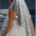 HEREAD Light Up Starfish Veil LED Pearl Mermaid Weding Veils Beach Hair Accessories for Women with Comb