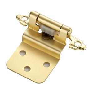 Home Expert 20 Pack (10 Pairs) 3/8 Inch Inset Cabinet Hinges, Self-Closing Face Mount Hinges with Door Bumpers, Satin Brass Gold for Kitchen Cabinets, Bathroom Vanities, Furniture Doors
