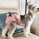 wegreeco Washable Reusable Premium Dog Diapers,Pack of 2, Dog Puppy & Doggy Diapers Female,Dog Period Panties Diapers Female in Heat (Large (15"-17" Waist), Flower-2)