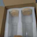 32oz Ribbed Glassware Large Cup, Glass Cups With Lids And Straws,Iced Coffee Cups With Lids,Glasses Drinking Set,Cute Cups,Boba Cup,With Straw Brush,Ideal Gift