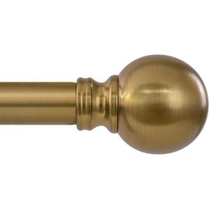 Warm Gold Curtain Rods for Windows 48 to 84 Inch 1" Diameter Adjustable Heavy Duty Brass Window Curtain Rod with Metal Finials for Living Room Bedroom Farmhouse Kitchen Outdoor