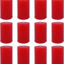 12 Pack 2x3 Inch Red Pillar Candles for Romantic Valentine's Day and Christmas, Unscented Column Candle for Home Restaurants, Smokeless Dripless and Clean Burning Emergency Candle