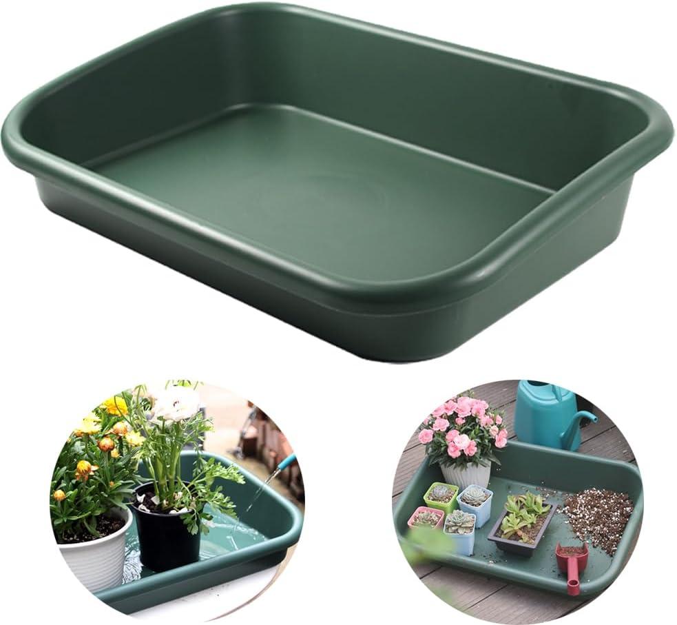 Garden Tidy Tray, Multifunctional One Piece Potting Tray for Seeding, Mixing, Growing and Pot Storage, Succulent and Cactus Soil Potting Mix Tray 23"x16.4"x4.3",Green, Large
