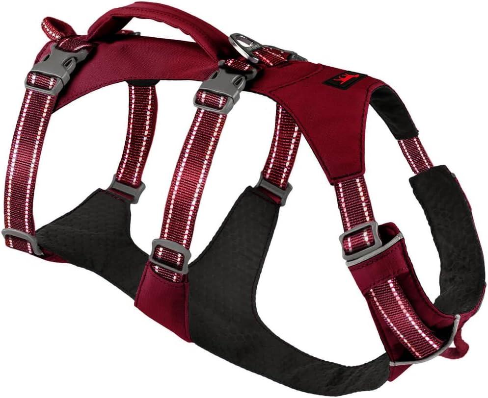 Tuff Pupper Escape Proof Dog Harness for Extra Large Dogs | No Pull Lightweight Adjustable Harness | No Escape Multifunctional Outdoor Pet Gear | Strong Durable Breathable | Secure Comfortable Fit (Crimson Red)