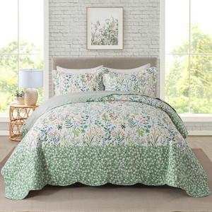 Travan 3-Piece Floral Quilt Super King Quilt Bedding Set, Ultra Soft & Fade Resistant Super King Size Quilt Set for All Season, Exquisite, 120 * 120 Inch