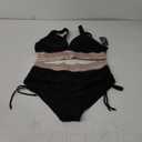 Blooming Jelly Women High Waisted Bikini Sets Tummy Control Swimsuits Color Block Two Piece Drawstring Bathing Suit (X-Large, Black)