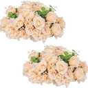 NUPTIO Flower Ball Arrangement Bouquet - 2 Pcs 15.7 inch Diameter Champagne Fake Flowers Roses Balls for Centerpieces Tables - Artificial Rose Arrangements for Wedding Centerpiece Table Decorations