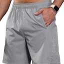 Men's Athletic Running Shorts Quick Dry 7" Lightweight Workout Shorts Training Sports Gym Hiking Basketball (Gray, L)