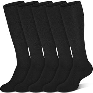 Warm Winter Knee High Socks for Women Thermal Cotton Boot Socks Black Long Thick Leg Warmers for Running Hiking Work (One Size, 02-5 Black)