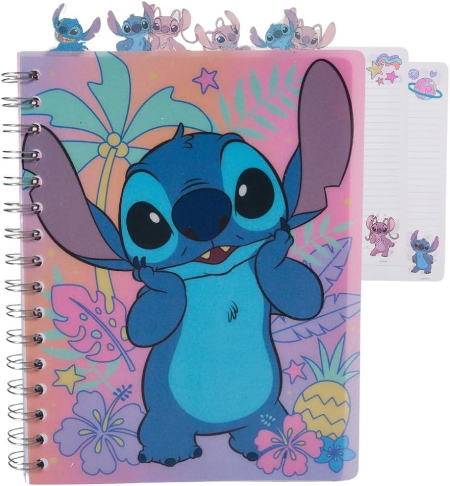 Disney Lilo and Stitch Tab Journal Notebook, Spiral Bound, 96 Lined Pages, 8 x 7 inches, Purple