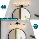 Modern Black Bathroom Vanity Light, 4-Light Wall Sconce with Clear Ribbed Glass Shades, Farmhouse Industrial Light Fixture for Bathroom, Vanity Mirror, Powder Room, Hallway (black, Powder Coated, 4)