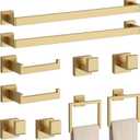 10-Piece Brushed Gold Bathroom Accessories Set  23.6" Towel Bar, Towel Ring, Toilet Paper Holder & Hooks, Wall Mounted Bathroom Hardware, Rust & Corrosion-Resistant, Ideal for Modern Bathrooms
