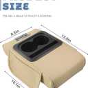 Car Armrest Storage Box,Car Accessories Console Organizers and Storage,Universal Waterproof Leather Console Cover with Cup Holder and Phone Holder,Suitable for Most Cars (Normal, Beige)
