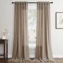 Dark Taupe Linen Curtains 102 inch Length 2 Panels Set Modern Farmhouse Living Room Drapes Light Filtering Rod Pocket Back Tab Filtering Privacy Semi Sheer Curtain 102 inches Long