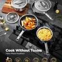 Pots and Pans Set Hybrid Stainless Steel, 10PC Nonstick Tri-Ply Cookware Set w/Frying pan, Dishwasher & Oven Safe, PFOA-Free, Metal Utensil Safe, Suitable for All Cooktops