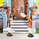 3 Pcs Thanksgiving Porch Goose Wigs Porch Goose Outfit DIY Cute Lawn Statue Braid Grass Hat Wig Decoration Costume Accessories for 23 Inch Outdoor Garden Patio Yard Decoration