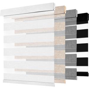 Cordless Zebra Blinds for Windows -Customizable Dual Layer Light Control Zebra Shades, Light Filtering & Blackout Window Blinds, Easy Install Zebra Blind for Home, Pure White, 36" W x 72" H