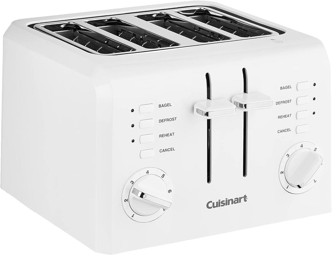 Cuisinart 4-Slice Compact Plastic Toaster, White, CPT-142P1