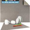 Drymate Jumbo XL Dish Drying Mat (19”x24”), Low-Profile, Super Absorbent, Quick Dry Fabric, Waterproof & Slip-Resistant, for Kitchen Counter, Trimmable, Easy to Clean (USA Made)(Taupe)