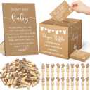 Cinnvoice 102 Pcs Diaper Raffle Tickets with Raffle Box Baby Shower Party Decorations Don't Say Baby Sign Clothespin for Gender Reveal Party Invitation Insert Card Theme Game(Brown,Kraft)