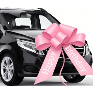 Big Happy Birthday Car Bow, 30 Inch Giant Bow for Car, Large Giant Car Bow for Present, Large Gift Wrapping Bow for Birthday, Surprise Party, Christmas, Wedding Reception, Festival (Pink)