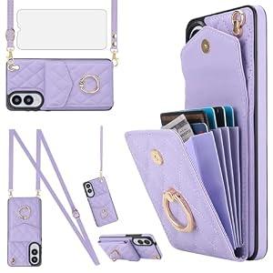Phone Case for Samsung Galaxy S25 Edge 5G Wallet Cover with Tempered Glass Screen Protector and Wrist Strap Ring RFID Blocking Card Holder Cell S25Edge 25S S 25 25Edge 6.66 2025 Women Men Girls, Purple