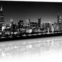 Office Wall Decor Black and White Wall Art Chicago Skyline Pictures for Living Room Modern Large Canvas Print Artwork Stretched and Framed 13.8"X47.3"
