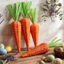 Bucherry 4 Pcs Large Easter Artificial Carrots Decoration 16'' and 12'' Jute Metal Fake Carrot for Bunny Decor Rustic Farmhouse Spring Easter Vegetables Gift Basket Filler for Table Home Kitchen Party