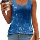 Zeagoo Womens Tank Tops Flowy Loose Fit Scoop Neck Casual Summer Tops Curvy Hem (Blue)