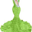 Ikerenwedding Prom Dresses Sequin Beaded Applique Mermaid Celebrity Gala Pageant Evening Party Gown. Size M, L
