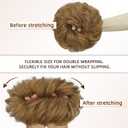 Messy Bun Hair Piece Human Hair Curly Buns Hair Piece for Women Updo Hairpiece for Daily Wear Ponytail ExtensionCaramel Blonde/Brown