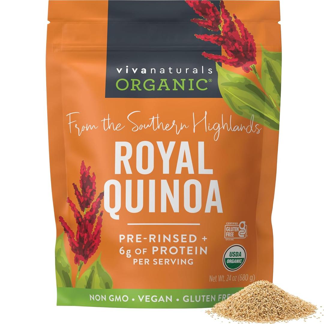 Viva Naturals Organic Quinoa, 24 oz (1.5 lb) Pre-Washed Whole Grain, Plant Protein, USDA Organic, Gluten-Free, Non-GMO, Vegan, Kosher Rice and Pasta Substitute, BB 09 APR 2026