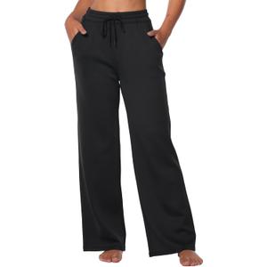 Sunzel Wide Leg Pants Women High Waist Yoga Pants with Pockets Stretch Loose Comfy Casual Lounge Sweatpants (X-Small, Black)