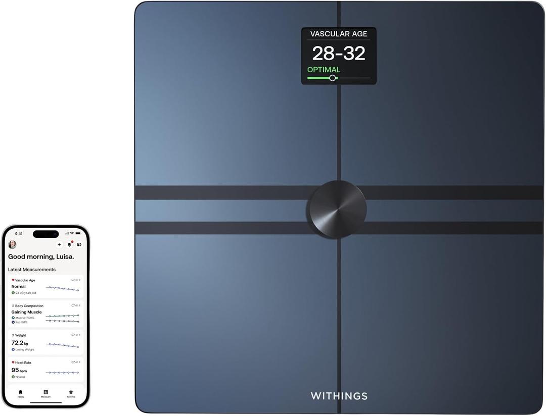 WITHINGS Body Comp - Scale for Weight and Complete Analysis, Wi-Fi & Bluetooth With Colour Screen, Digital Scale With Accurate Visceral Fat, Heart Health - Compatible With Apple Health