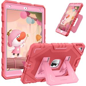 Fintie Kid-Friendly Case for iPad 9th / 8th / 7th Generation 10.2 Inch | Fully-Body Rugged Heavy Duty Shockproof Cover, Portrait & Landscape Viewing, Built-in Kickstand, for Girls/Boys, Pink