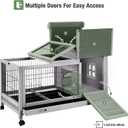 Wooden Rabbit Hutch Indoor and Outdoor, Rabbit Cage with Removable Wire Netting and Leak Proof Tray, Mobile Bunny Cage with Wheels (Grey) 
Dog Breed Size	Small