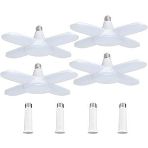 4 Pack LED Garage Lights, 6000LM 60W Deformable Shop Light with 4 Adjustable Panels, 6000K Garage Lights Ceiling Led, E26 Base - 360° Foldable Design for Warehouse/Basement/WorkshopAmazon's Choice