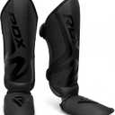 RDX Muay Thai Shin Guards for Men and Women Non-Slip Fit, Full-Contact Protection Adult Shin Pads, MMA, Kickboxing, Sparring, Taekwondo, Shin Protectors Muay Thai, Martial Arts (Matte Black)