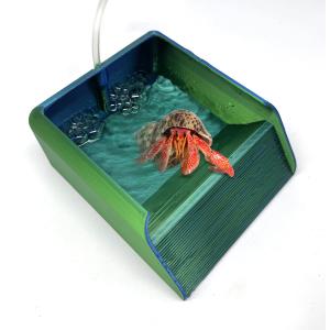 Hermit Crab Water Bowl with Climbing Ramp, Reptile Feeding Water Dish Tank Accessories, Suitable for Hermit Crab Bearded Dragon Lizard Tortoise Frog Gecko (Navy Blue)