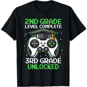 2nd Grade Graduation Gamer Level Up to 3rd Grade T-Shirt (Small, Black)