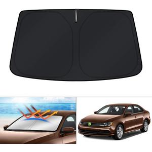 KUST Windshield Sun Shade for 2011-2018 Volkswagen VW Jetta Accessories Sunshade Foldable Window Sun Visor Protector Blocks UV Rays Keep Your Car Cooler