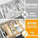 SpaceAid 4 Pack Bamboo Drawer Dividers with Labels, Kitchen Adjustable Drawer Organizers, Expandable Organization for Home Clothes Dressers (17-22 in, Natural)