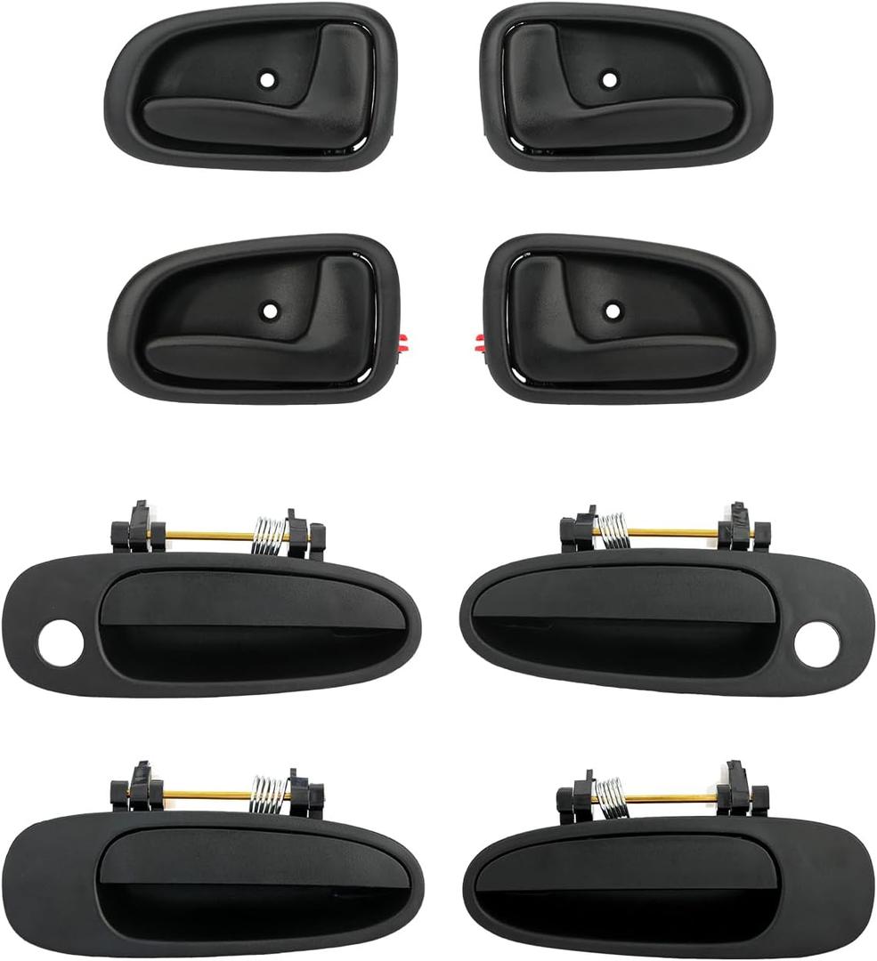 Door Handle Set, Compatible With 1993-1997 Toyota Corolla, Geo/Chevy Prizm | Interior & Exterior Front & Rear Left Driver & Right Passenger Side | Replaces# 6922012160 69210-12160 77462 77464 (8 PCS)